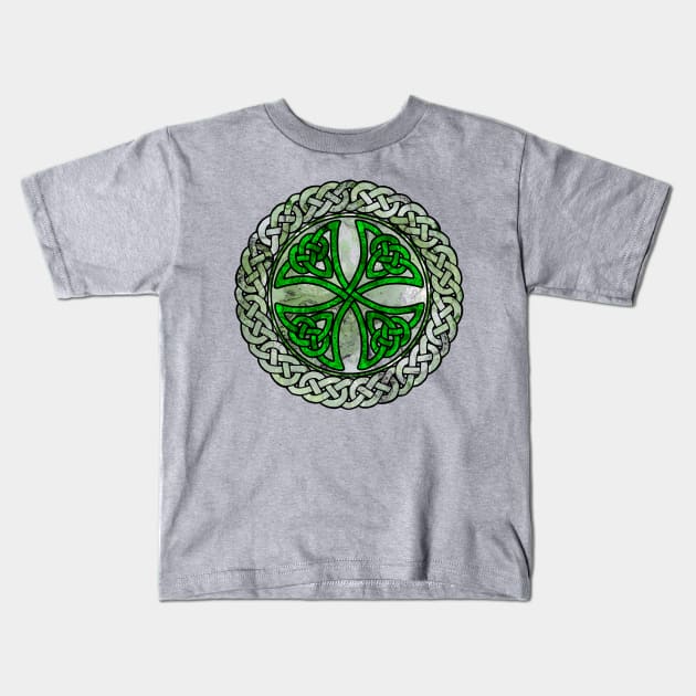 Green Celtic Shield Knot Kids T-Shirt by Leroy Binks